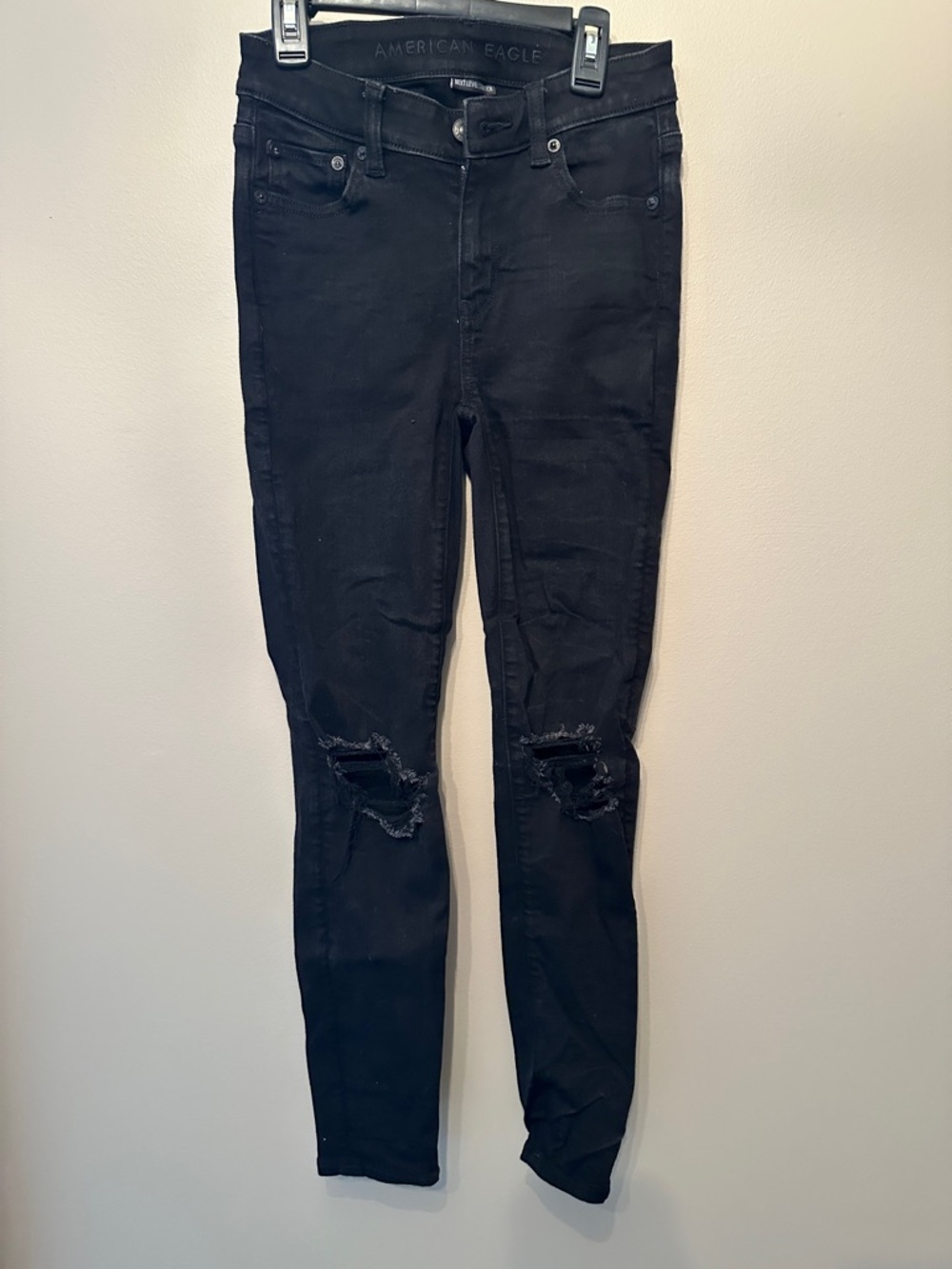 American Eagle Outfitters Black Ripped Skinny Jeans for Women